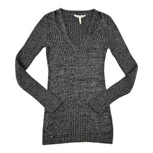 BCBGeneration - Boho - Partycore Gray Women's Deep V Neck Sweater - Size: Small